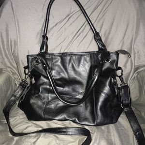 Lanzhxin Black Faux Leather Purse